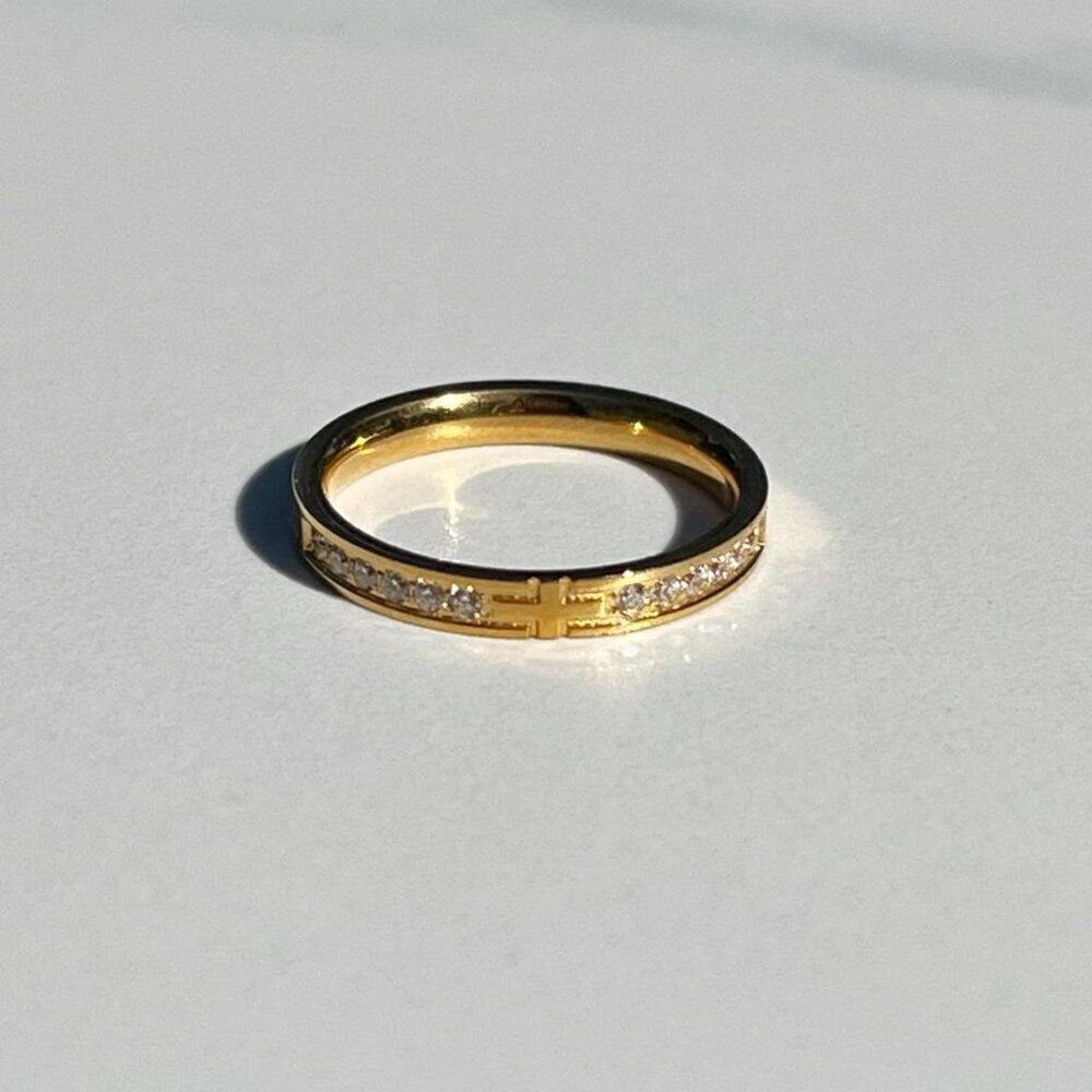 New! “Claudette” Dainty Crystal Gold Ring